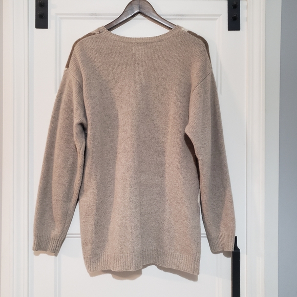 Vintage Leslie Fay Womens L Lambswool Angora Sweater Crewneck Argyle Knit Brown - Picture 2 of 9